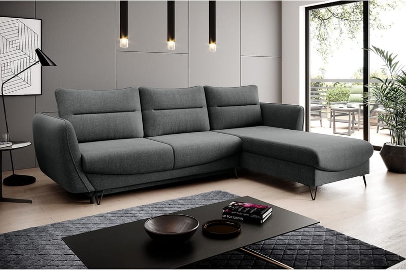 Lence Sovesofa m. Divan Oppbevaring - Grå - Møbler - Sofaer - Sovesofaer