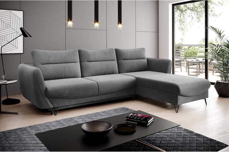 Lence Sovesofa m. Divan Oppbevaring - Grå - Møbler - Sofaer - Sovesofaer