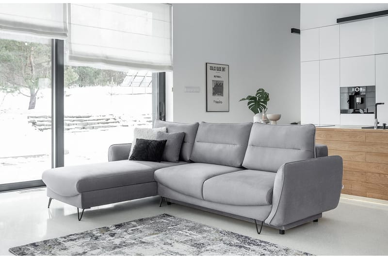 Lence Sovesofa m. Divan Oppbevaring - Grå - Møbler - Sofaer - Sovesofaer