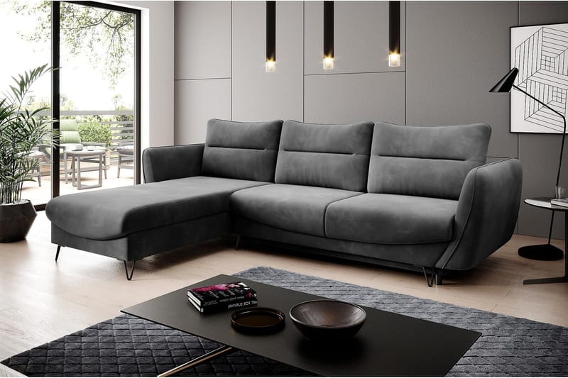 Lence Sovesofa m. Divan Oppbevaring - Grå - Møbler - Sofaer - Sovesofaer