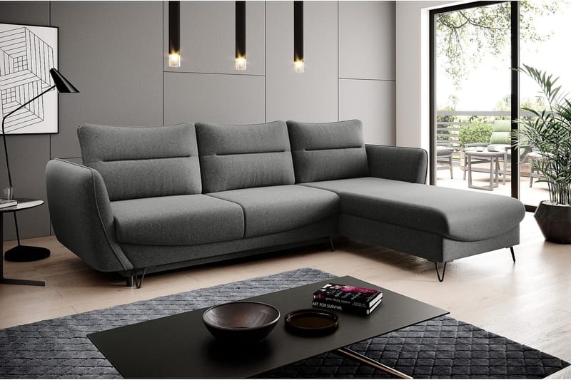 Lence Sovesofa m. Divan Oppbevaring - Grå - Møbler - Sofaer - Sovesofaer