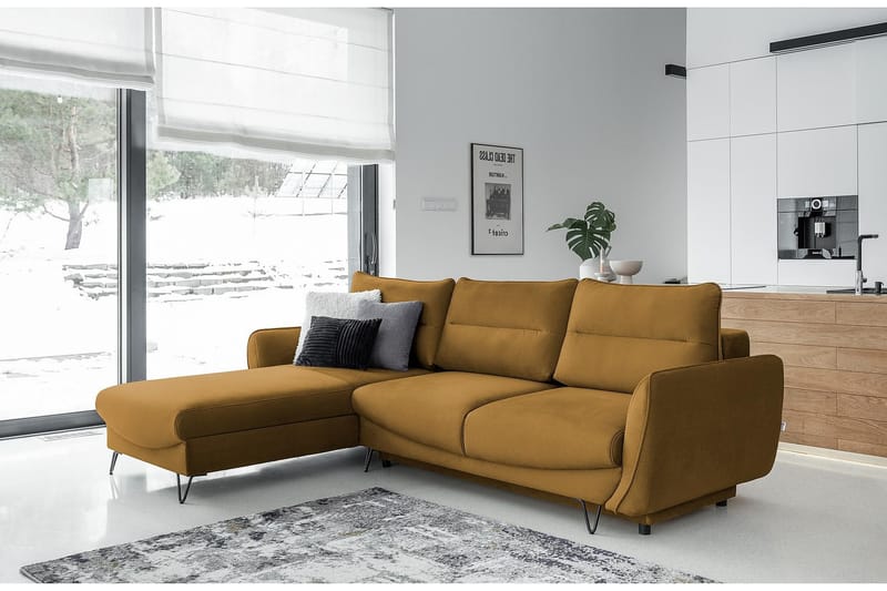 Lence Sovesofa m. Divan Oppbevaring - Gul - Møbler - Sofaer - Sovesofaer