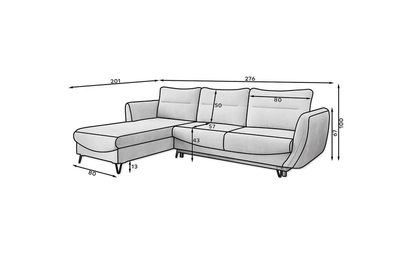 Lence Sovesofa m. Divan Oppbevaring - Hvit/Beige - Sovesofaer - Sovesofa divan