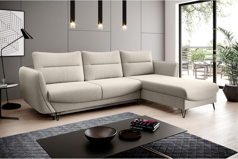 Lence Sovesofa m. Divan Oppbevaring - Hvit/Beige - Møbler - Sofaer - Sovesofaer