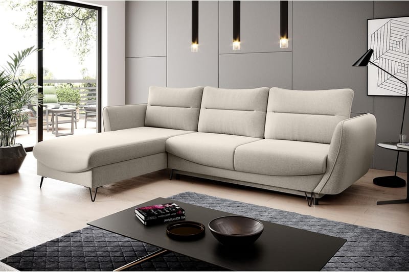 Lence Sovesofa m. Divan Oppbevaring - Hvit/Beige - Sovesofaer - Sovesofa divan