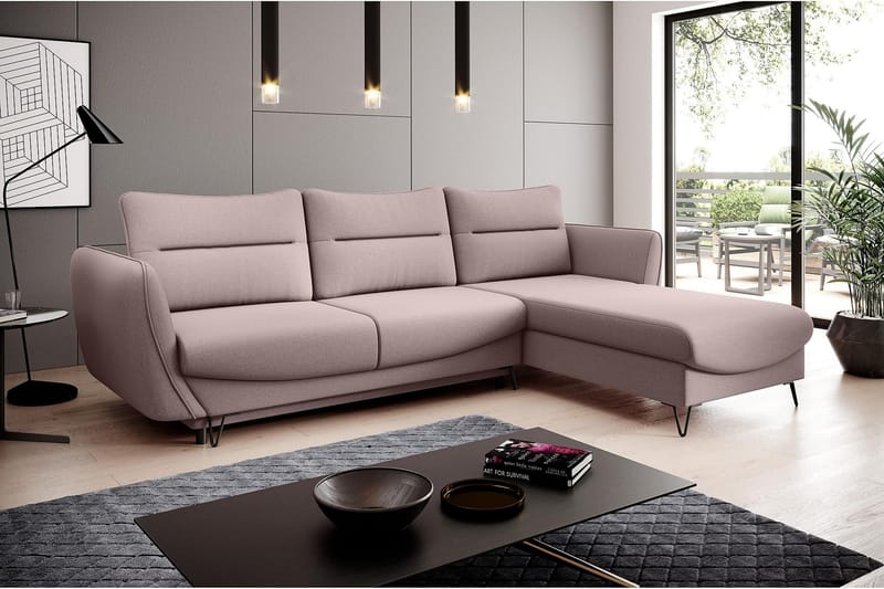 Lence Sovesofa m. Divan Oppbevaring - Lyserosa - Møbler - Sofaer - Sovesofaer