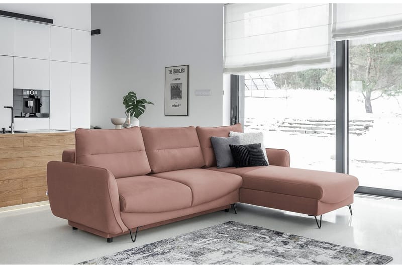Lence Sovesofa m. Divan Oppbevaring - Lyserosa - Møbler - Sofaer - Sovesofaer