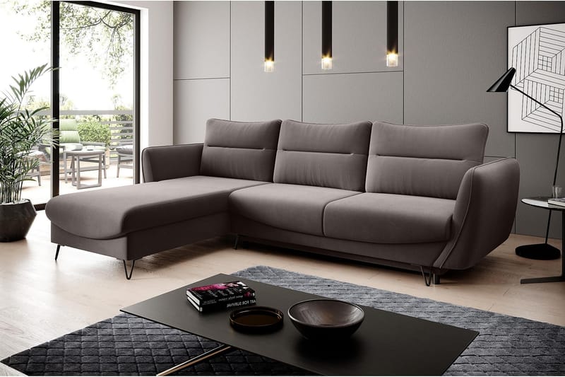 Lence Sovesofa m. Divan Oppbevaring - Mørkebeige - Møbler - Sofaer - Sovesofaer