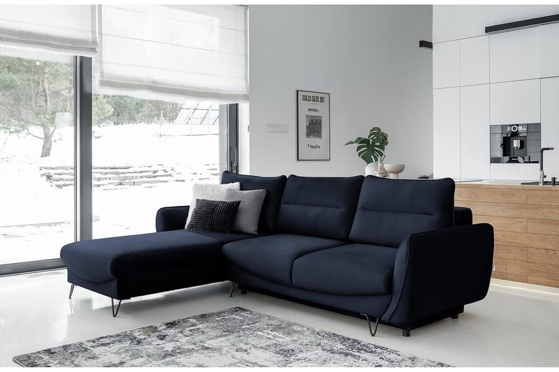 Lence Sovesofa m. Divan Oppbevaring - Mørkeblå - Møbler - Sofaer - Sovesofaer