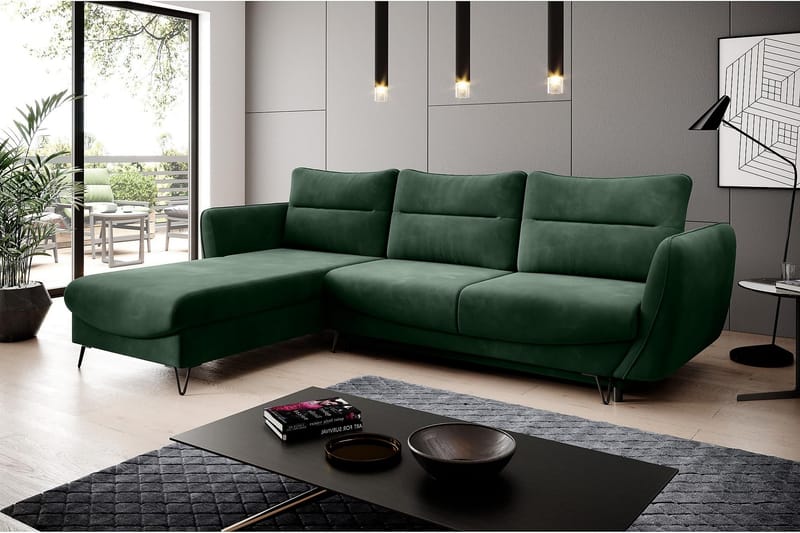 Lence Sovesofa m. Divan Oppbevaring - Mørkegrønn - Møbler - Sofaer - Sovesofaer