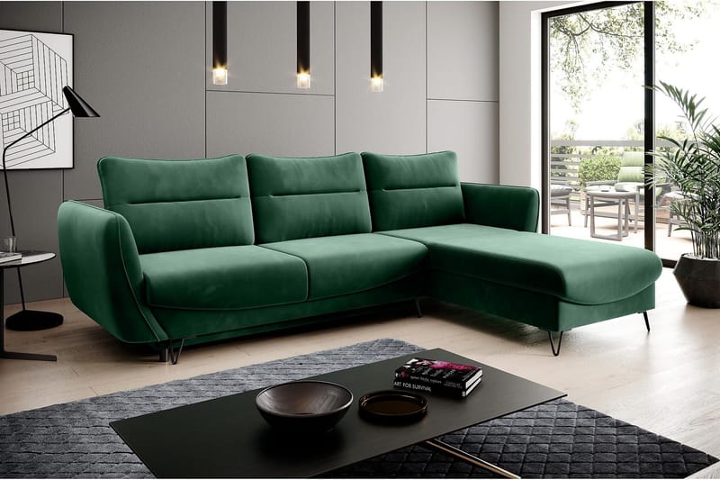Lence Sovesofa m. Divan Oppbevaring - Mørkegrønn - Møbler - Sofaer - Sovesofaer