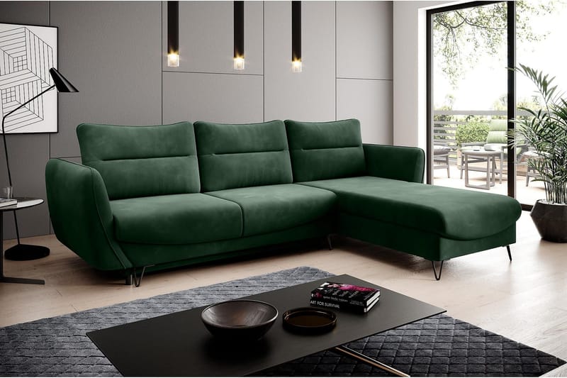 Lence Sovesofa m. Divan Oppbevaring - Mørkegrønn - Møbler - Sofaer - Sovesofaer