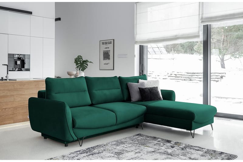 Lence Sovesofa m. Divan Oppbevaring - Mørkegrønn - Møbler - Sofaer - Sovesofaer