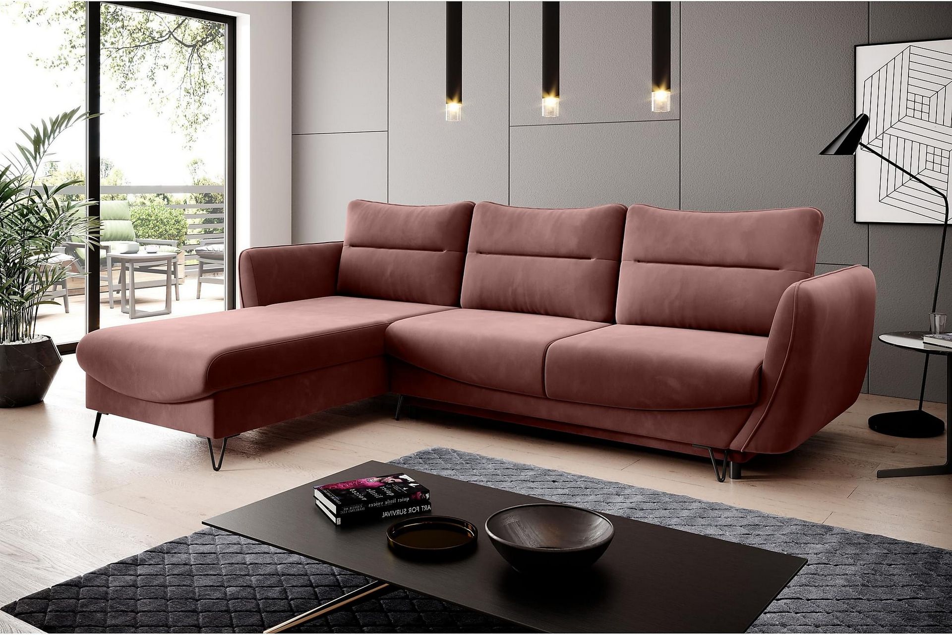 Lence Sovesofa m. Divan Oppbevaring - Rosa - Møbler - Sofaer - Sovesofaer