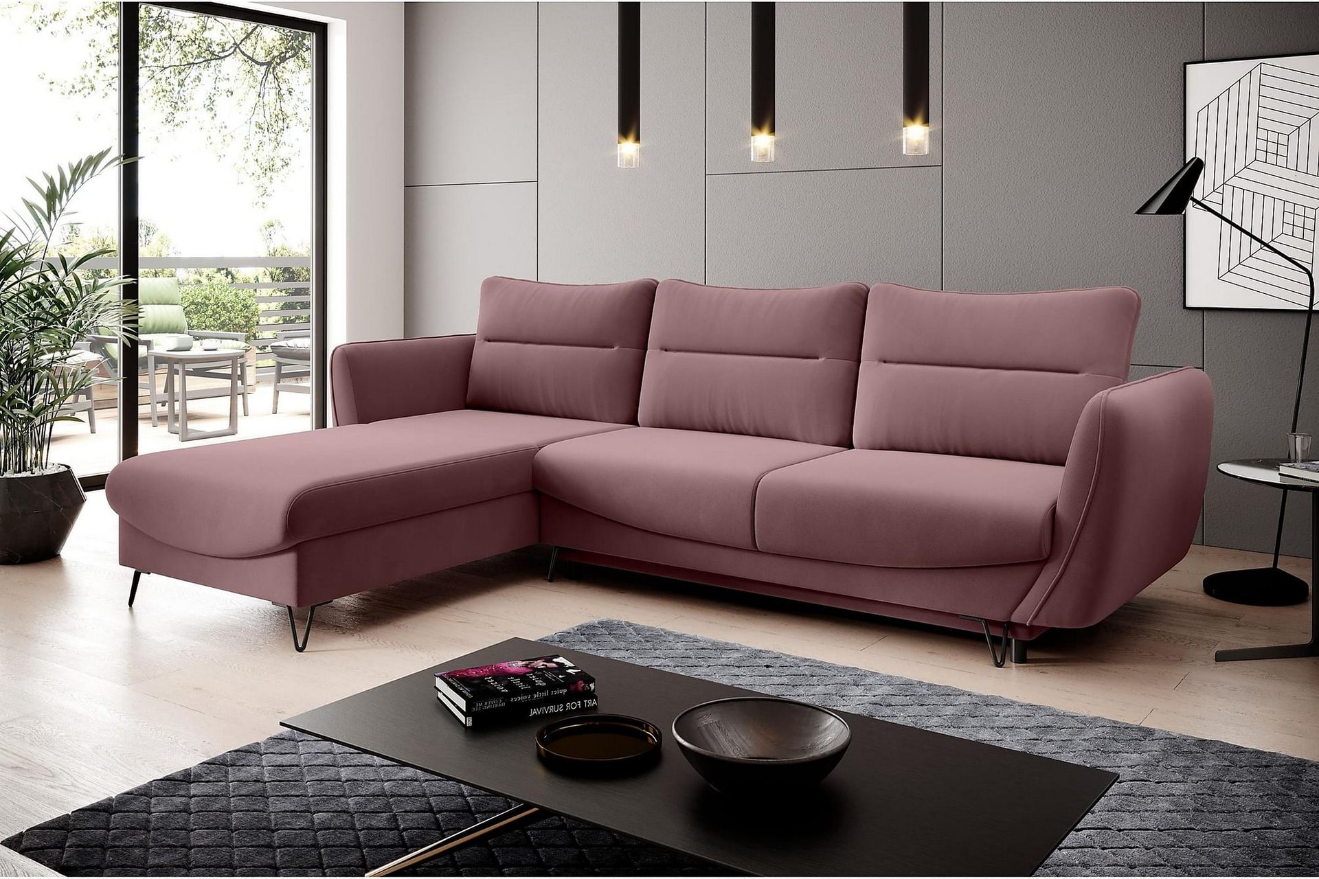 Lence Sovesofa m. Divan Oppbevaring - Rosa - Møbler - Sofaer - Sovesofaer