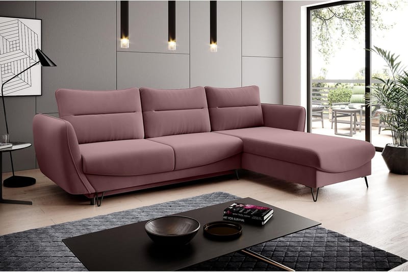 Lence Sovesofa m. Divan Oppbevaring - Rosa - Møbler - Sofaer - Sovesofaer