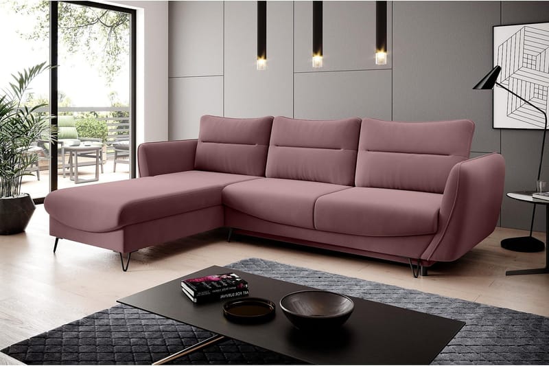 Lence Sovesofa m. Divan Oppbevaring - Rosa - Møbler - Sofaer - Sovesofaer