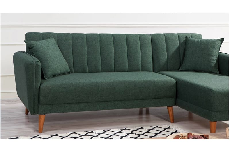 Lepinas Sovesofa med Divan Høyre - Mørkegrønn/Natur - Møbler - Sofaer - Sovesofaer