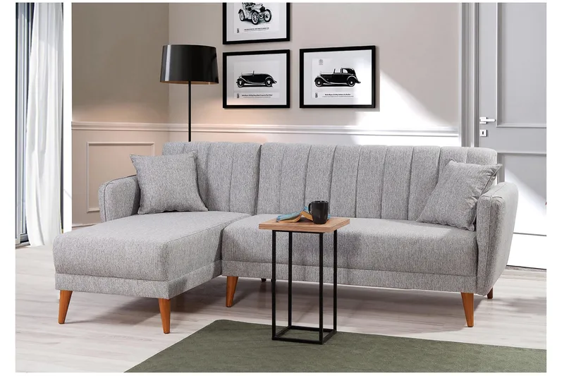 Lepinas Sovesofa med Divan Venstre - Grå/Natur - Møbler - Sofaer - Sovesofaer