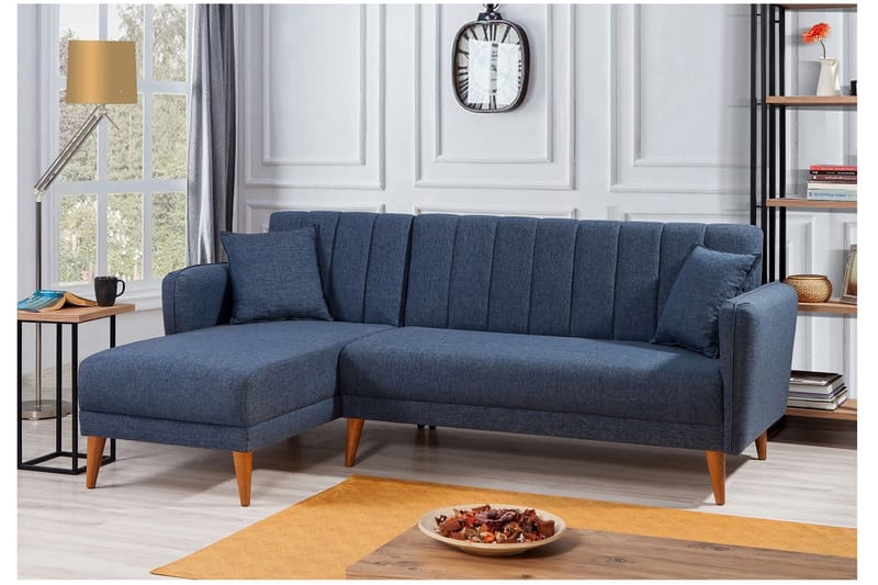 Lepinas Sovesofa med Divan Venstre - Mørkeblå/Natur - Møbler - Sofaer - Sovesofaer