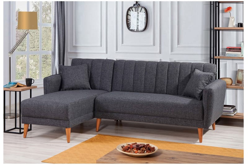 Lepinas Sovesofa med Divan Venstre - Mørkegrå/Natur - Møbler - Sofaer - Sovesofaer
