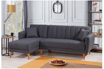 Lepinas Sovesofa med Divan Venstre - Mørkegrå/Natur - Møbler - Sofaer - Sovesofaer