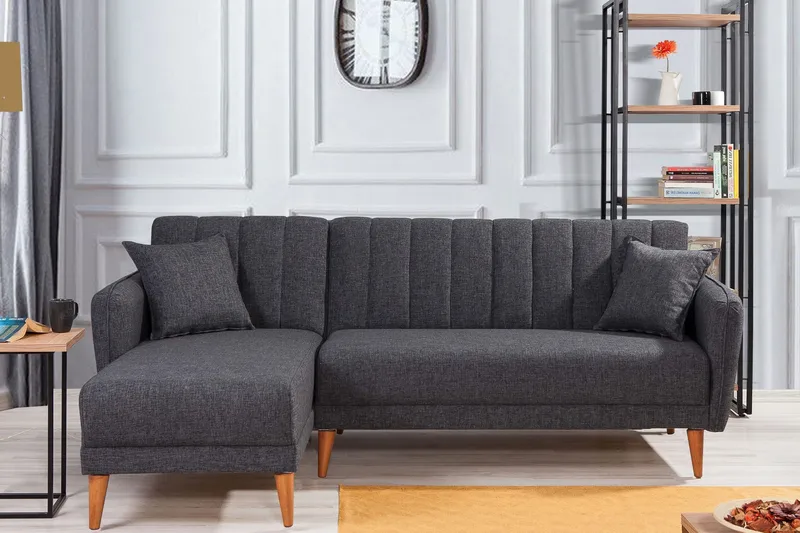 Lepinas Sovesofa med Divan Venstre - Mørkegrå/Natur - Møbler - Sofaer - Sovesofaer