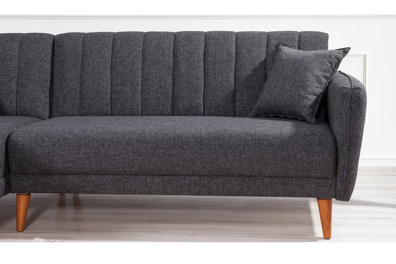 Lepinas Sovesofa med Divan Venstre - Mørkegrå/Natur - Møbler - Sofaer - Sovesofaer