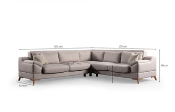 Lepinas Venstrevendt L-formet Sovesofa 55x275 cm med Oppbevaring - Beige - Møbler - Sofaer - Sovesofaer