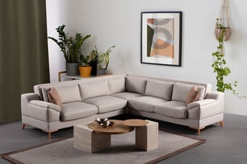 Lepinas Venstrevendt L-formet Sovesofa 55x275 cm med Oppbevaring - Beige - Møbler - Sofaer - Sovesofaer