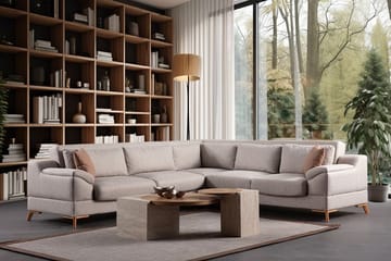 Lepinas Venstrevendt L-formet Sovesofa 55x275 cm med Oppbevaring - Beige - Møbler - Sofaer - Sovesofaer