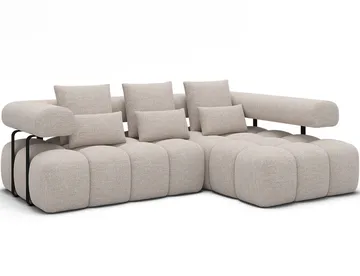 Levvi 3-seters boblete sovesofa med divan, høyre - Bazalt 18 - Møbler - Sofaer - Sovesofaer