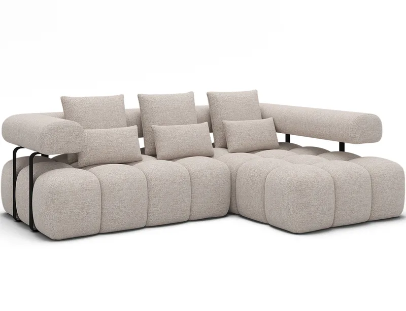 Levvi 3-seters boblete sovesofa med divan, høyre, Bazalt 18