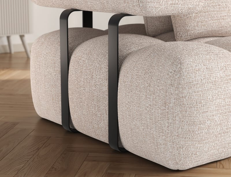 Levvi 3-seters boblete sovesofa med divan, høyre - Bazalt 18 - Møbler - Sofaer - Sovesofaer