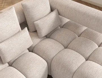 Levvi 3-seters boblete sovesofa med divan, høyre - Bazalt 18 - Møbler - Sofaer - Sovesofaer