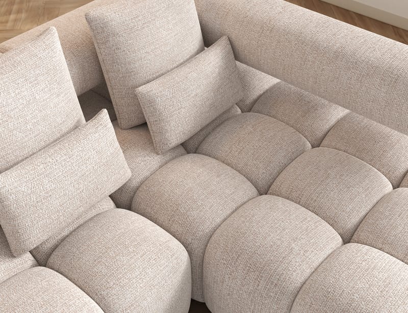 Levvi 3-seters boblete sovesofa med divan, høyre - Bazalt 18 - Møbler - Sofaer - Sovesofaer