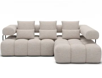 Levvi 3-seters boblete sovesofa med divan, høyre - Bazalt 18 - Møbler - Sofaer - Sovesofaer