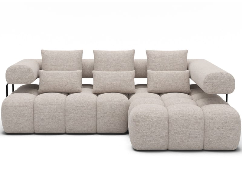 Levvi 3-seters boblete sovesofa med divan, høyre - Bazalt 18 - Møbler - Sofaer - Sovesofaer
