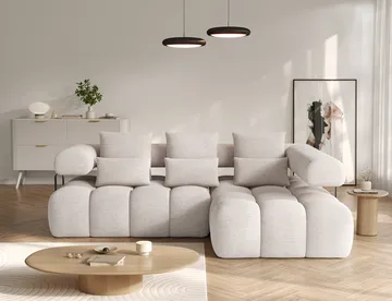 Levvi 3-seters boblete sovesofa med divan, høyre - Bazalt 18 - Møbler - Sofaer - Sovesofaer