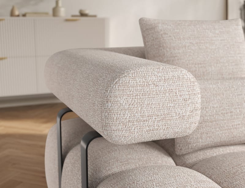 Levvi 3-seters boblete sovesofa med divan, høyre - Bazalt 18 - Møbler - Sofaer - Sovesofaer