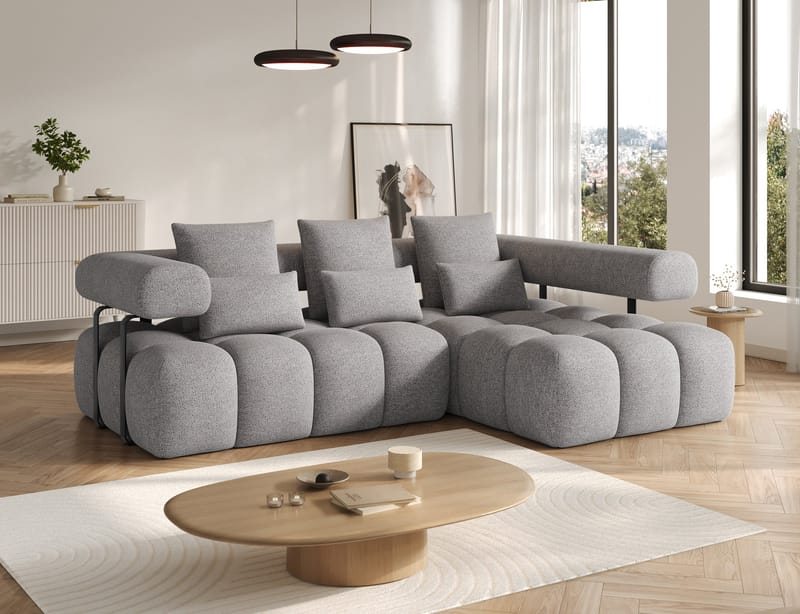 Levvi 3-seters boblete sovesofa med divan, høyre - Coralline 03 - Møbler - Sofaer - Sovesofaer