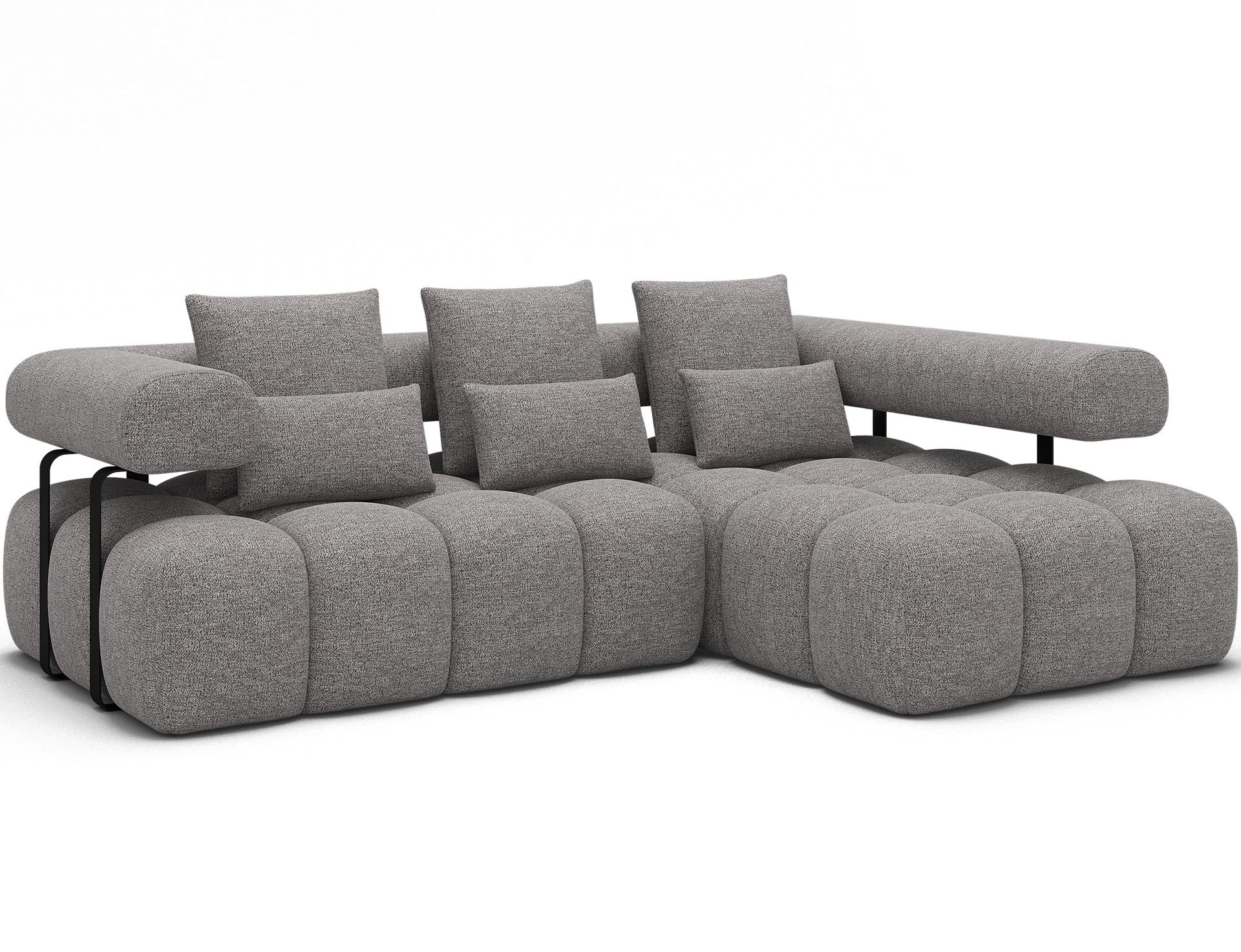 Levvi 3-seters boblete sovesofa med divan, høyre - Coralline 03