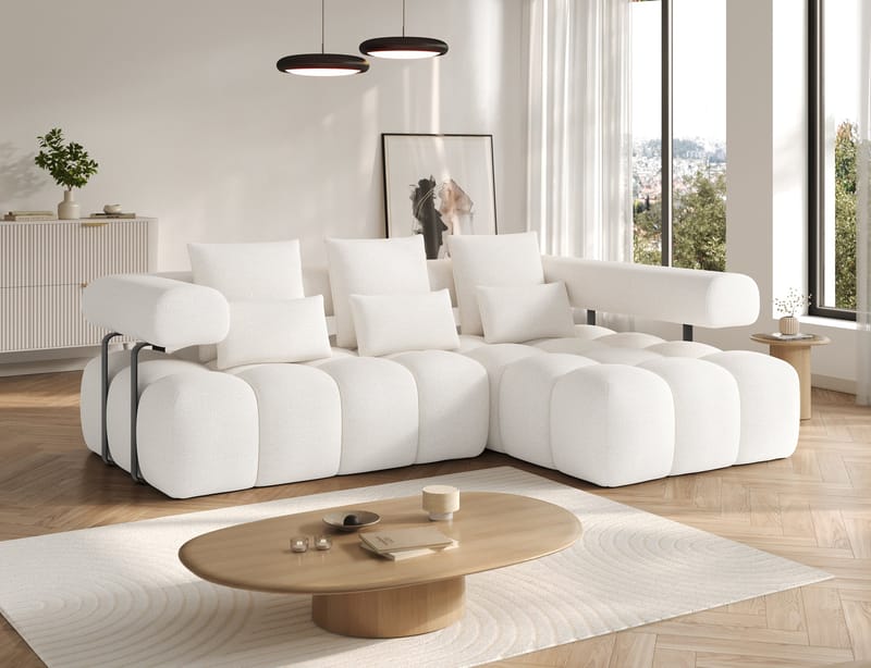 Levvi 3-seters boblete sovesofa med divan, høyre - Jaffray 01 - Møbler - Sofaer - Sovesofaer