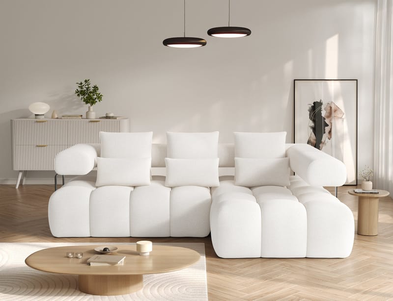 Levvi 3-seters boblete sovesofa med divan, høyre - Jaffray 01 - Møbler - Sofaer - Sovesofaer