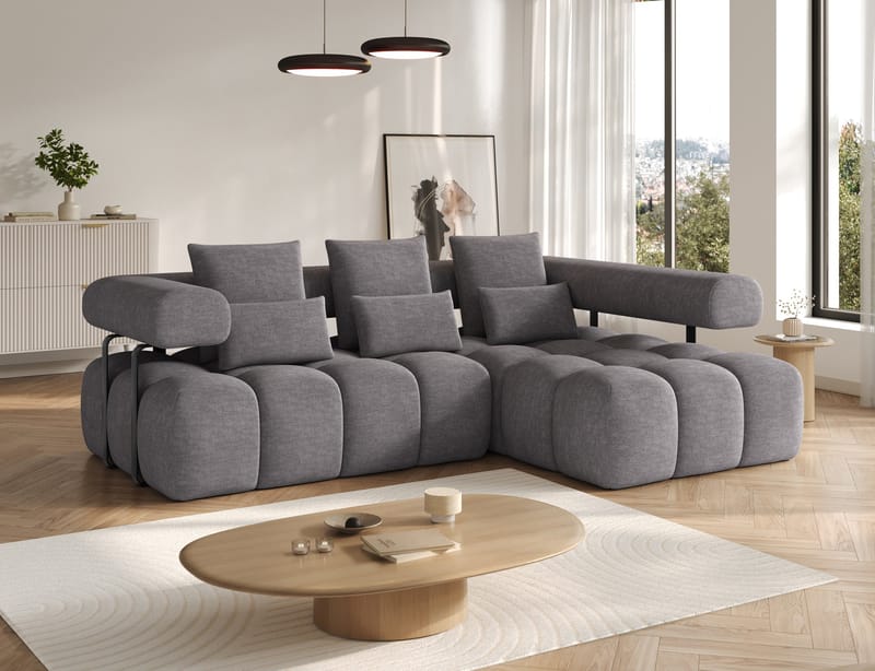 Levvi 3-seters boblete sovesofa med divan, høyre - Manhattan 03 - Møbler - Sofaer - Sovesofaer