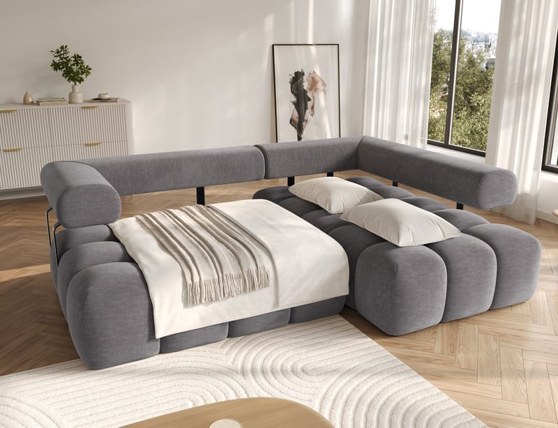 Levvi 3-seters boblete sovesofa med divan, høyre - Manhattan 03 - Møbler - Sofaer - Sovesofaer