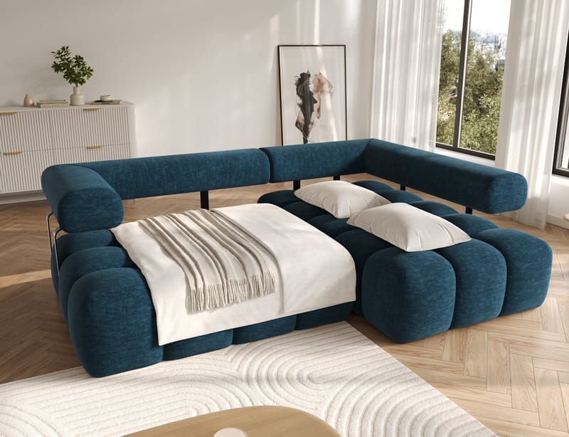 Levvi 3-seters boblete sovesofa med divan, høyre - Manhattan 40 - Møbler - Sofaer - Sovesofaer