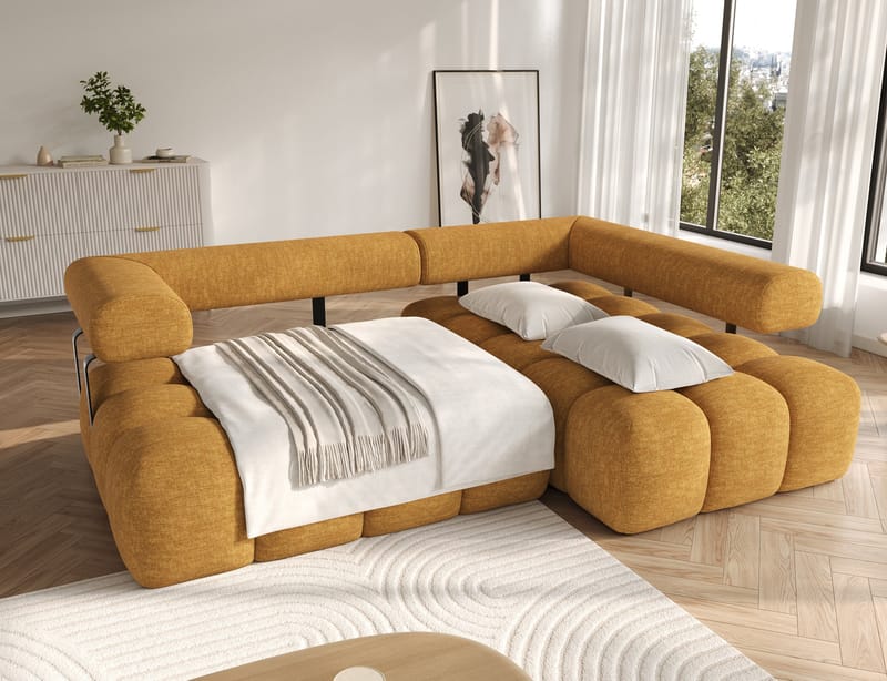 Levvi 3-seters boblete sovesofa med divan, høyre - Manhattan 45 - Møbler - Sofaer - Sovesofaer