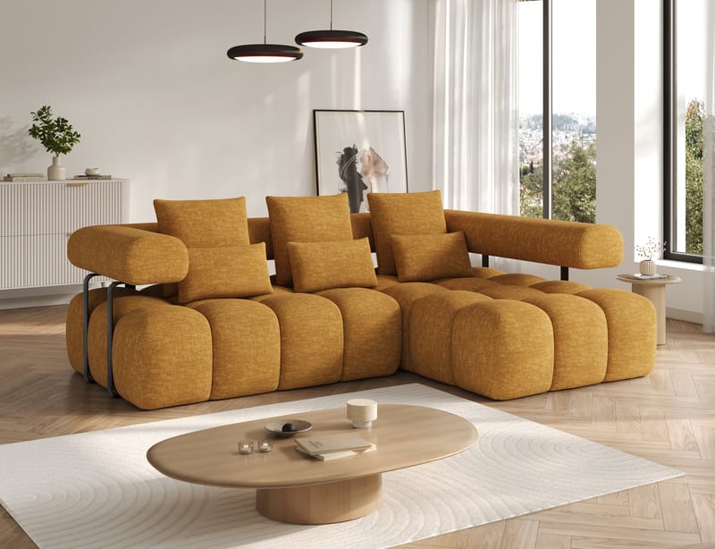 Levvi 3-seters boblete sovesofa med divan, høyre - Manhattan 45 - Møbler - Sofaer - Sovesofaer