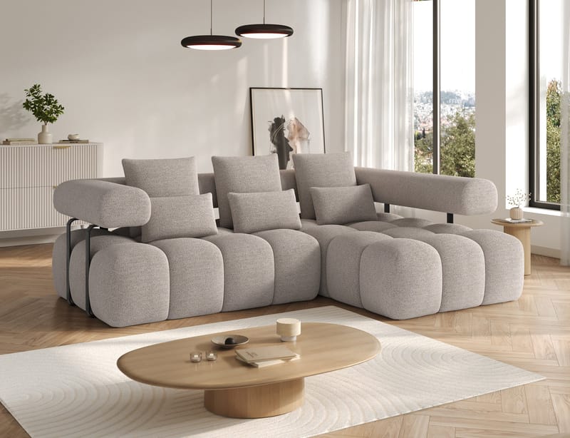 Levvi 3-seters boblete sovesofa med divan, høyre - Royal 18 - Møbler - Sofaer - Sovesofaer